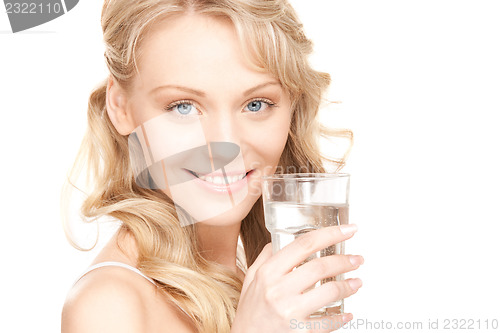Image of beautiful woman with glass of water