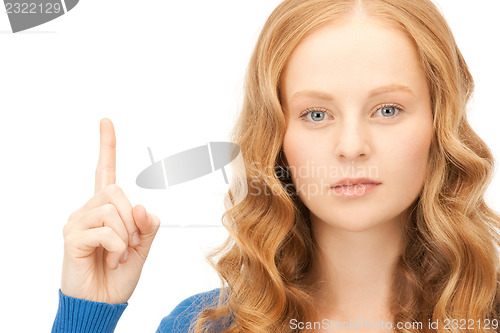 Image of woman with her finger up