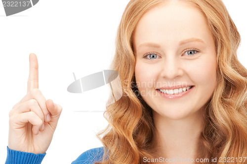 Image of woman with her finger up