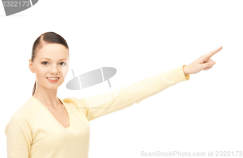 Image of businesswoman pointing her finger