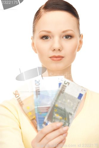 Image of  lovely woman with euro cash money	 