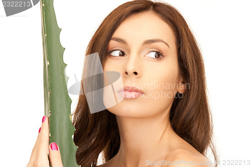 Image of lovely woman with aloe vera