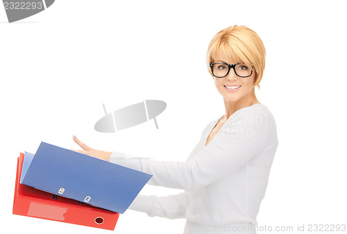 Image of businesswoman with folders