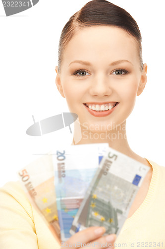 Image of  lovely woman with euro cash money	 