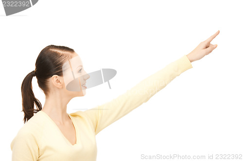 Image of businesswoman pointing her finger