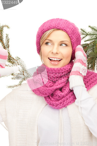 Image of beautiful woman in winter hat