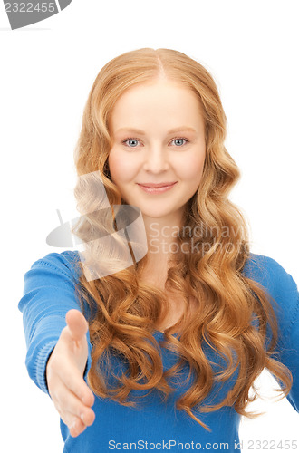 Image of woman with an open hand ready for handshake