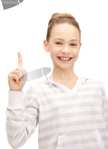 Image of teenage girl with her finger up