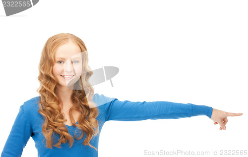 Image of businesswoman pointing her finger