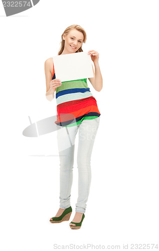 Image of teenage girl with blank board