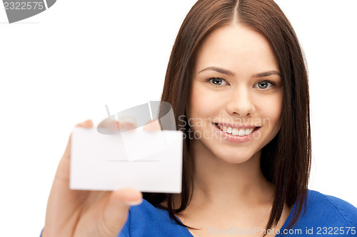 Image of woman with business card