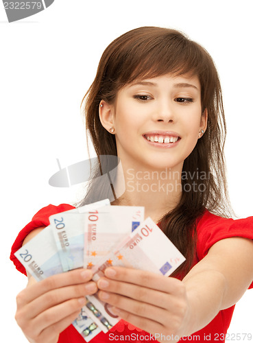 Image of teenage girl with euro cash money