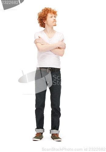 Image of handsome man in  white shirt