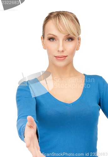 Image of woman with an open hand ready for handshake