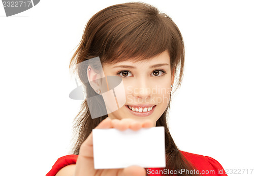 Image of teenage girl with business card