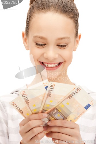 Image of teenage girl with euro cash money