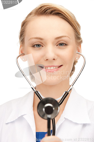 Image of attractive female doctor with stethoscope