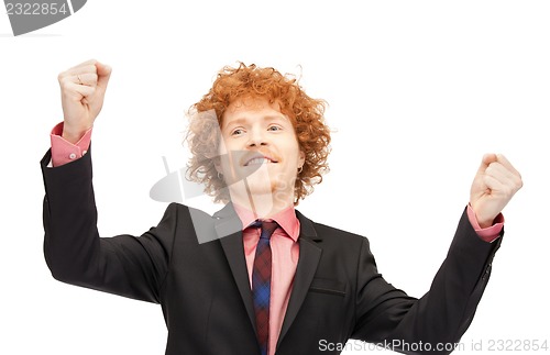 Image of handsome man with expression of tryumph