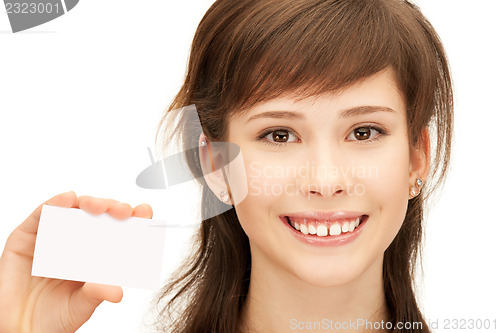 Image of teenage girl with business card