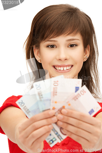 Image of teenage girl with euro cash money
