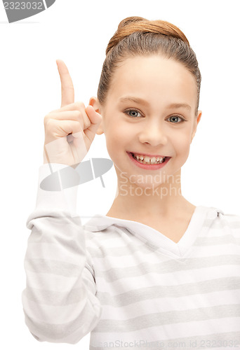 Image of teenage girl with her finger up