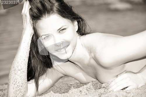 Image of beautiful sexy woman on the beach