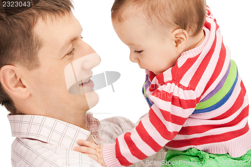 Image of happy father with adorable baby