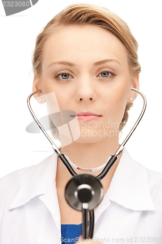 Image of attractive female doctor with stethoscope