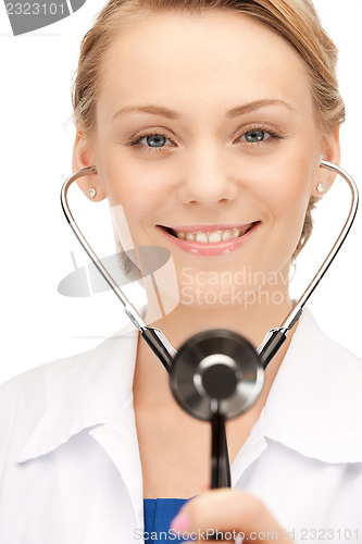 Image of attractive female doctor with stethoscope