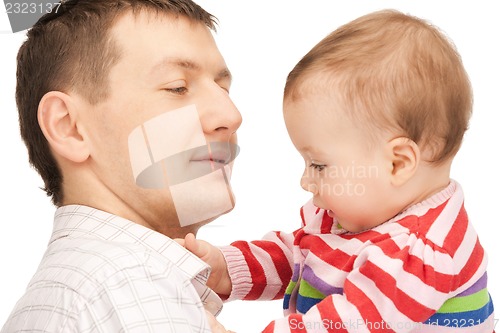 Image of happy father with adorable baby