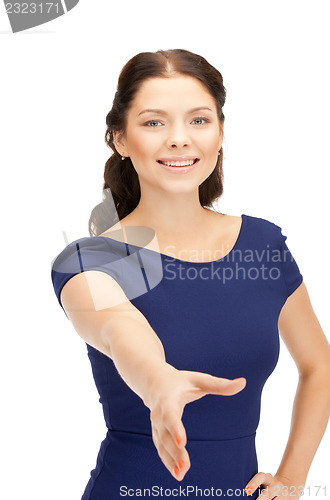 Image of woman with an open hand ready for handshake