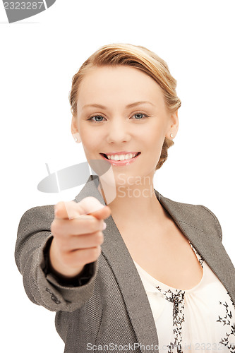 Image of businesswoman pointing her finger