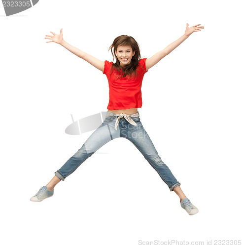 Image of jumping teenage girl