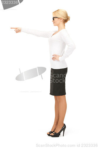 Image of businesswoman pointing her finger