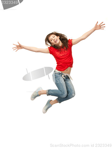 Image of jumping teenage girl