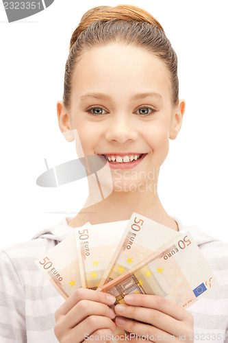 Image of teenage girl with euro cash money