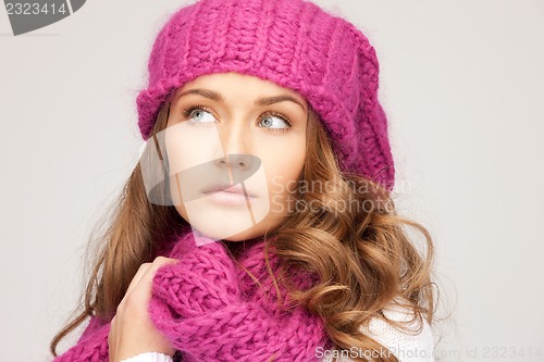 Image of beautiful woman in winter hat