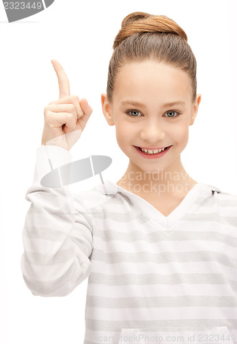 Image of teenage girl with her finger up