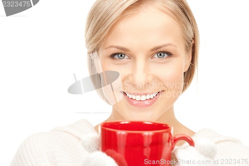 Image of woman with red mug