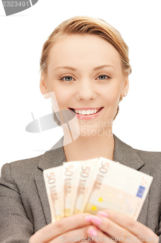 Image of lovely woman with euro cash money