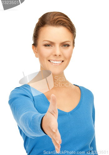 Image of woman with an open hand ready for handshake