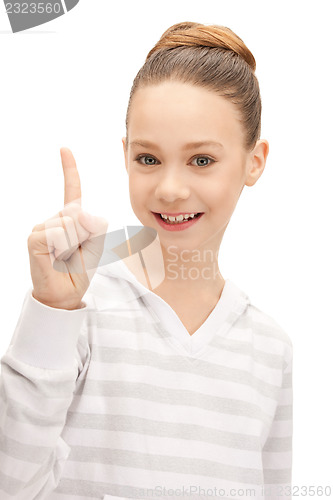 Image of teenage girl with her finger up
