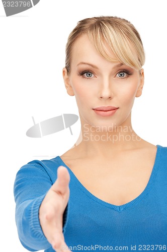 Image of woman with an open hand ready for handshake