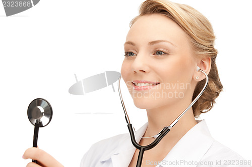 Image of attractive female doctor with stethoscope