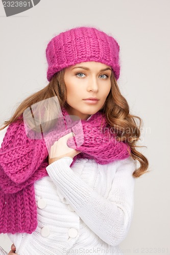 Image of beautiful woman in winter hat