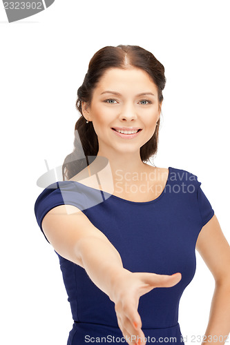 Image of woman with an open hand ready for handshake