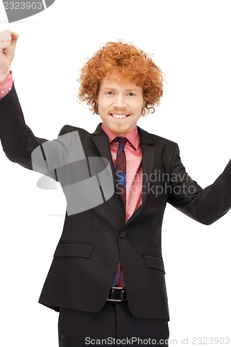 Image of handsome man with expression of tryumph