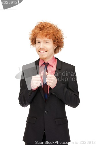 Image of handsome man with expression of tryumph