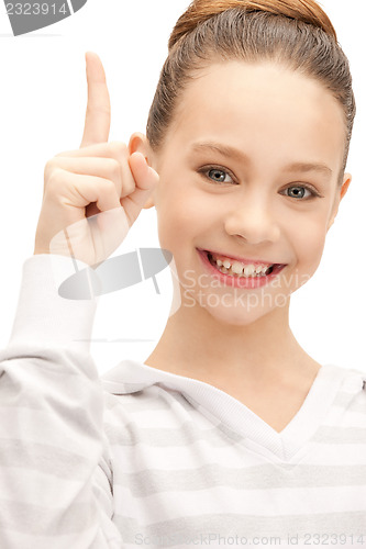 Image of teenage girl with her finger up