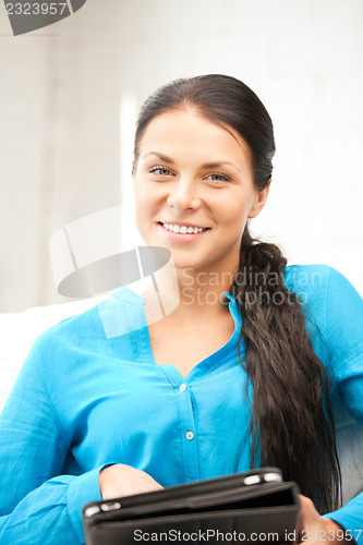Image of happy woman with tablet pc computer